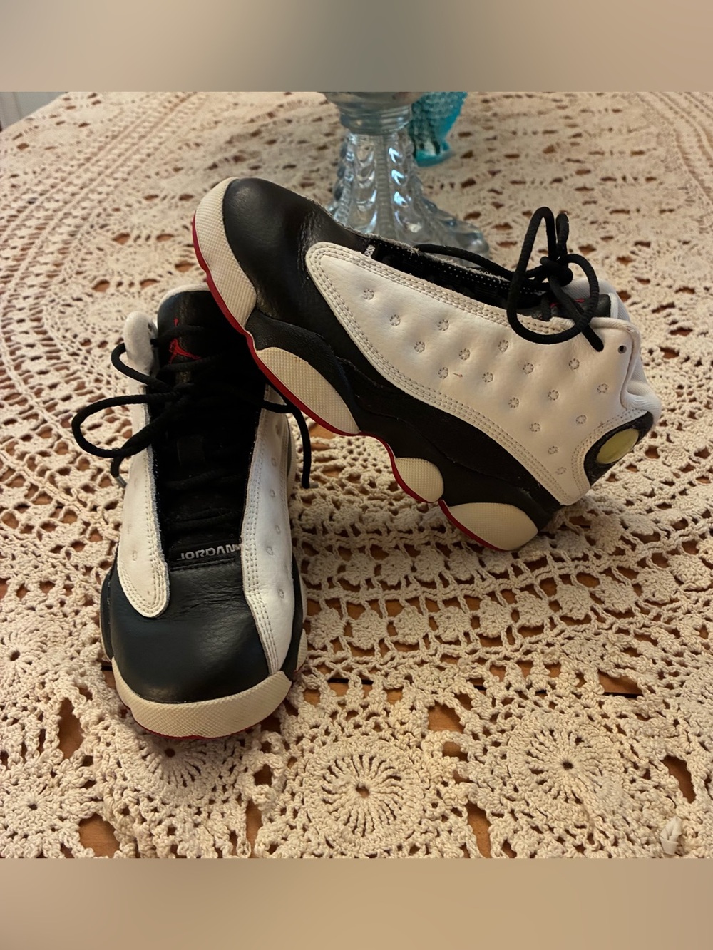 Jordan Kids Black White and Red Retro Sneakers